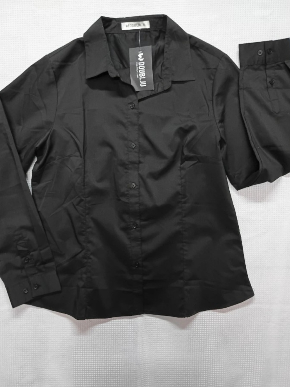 Doublju Black Long Sleeve Button-Down Shirt XL